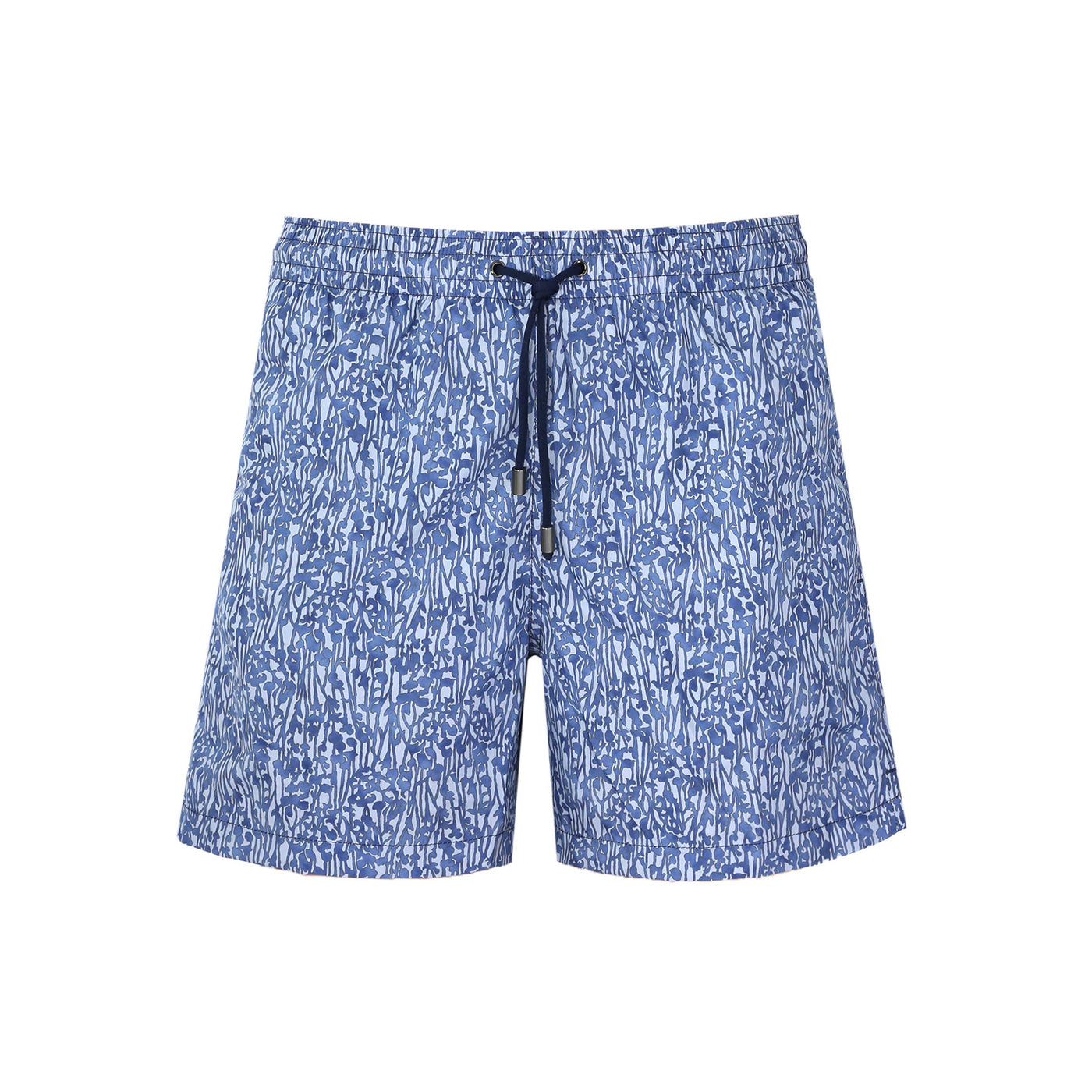 Canali Floral Print Swim Short in Mid Blue