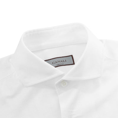 Canali Jersey Stretch Shirt in White Collar