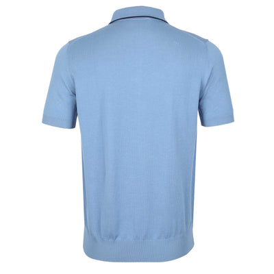 Canali Knitted 3 Button Polo Shirt in Light Blue