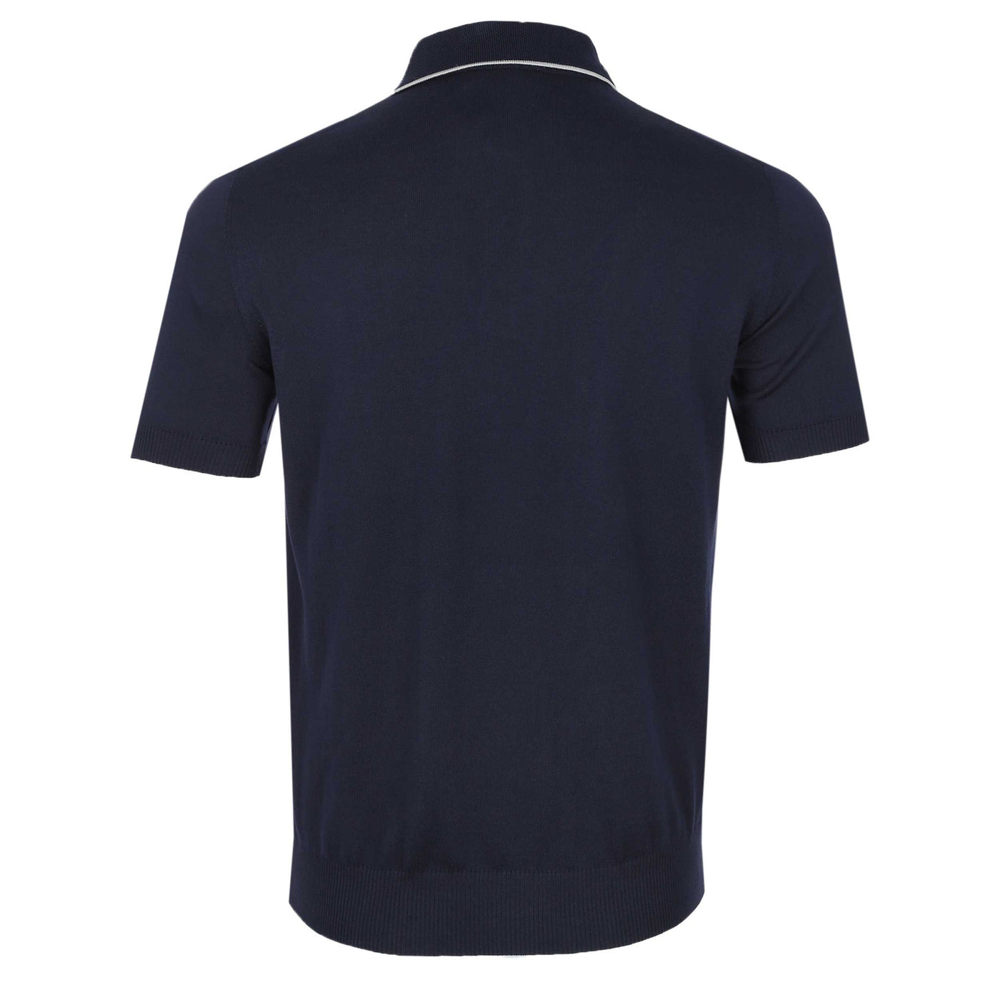 Canali Knitted 3 Button Polo Shirt in Navy Trim