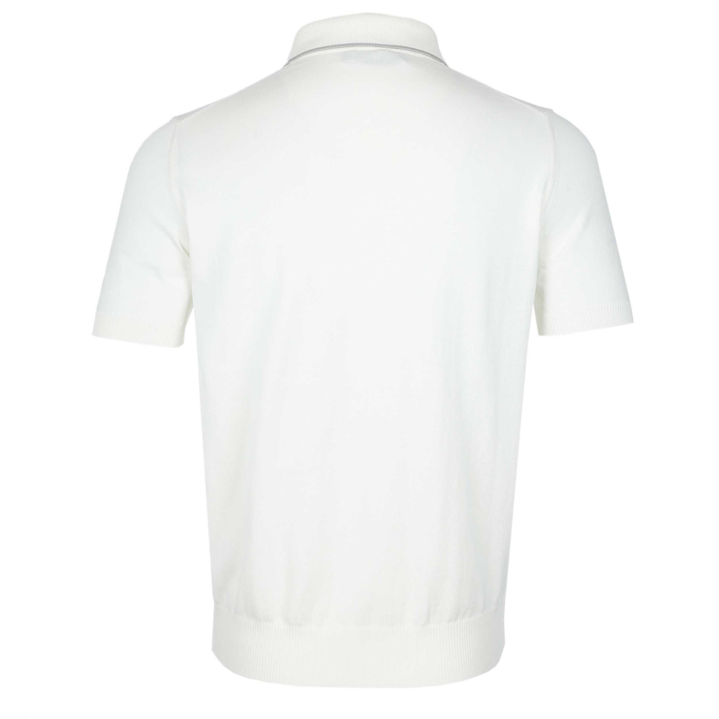 Canali Knitted 3 Button Polo Shirt in Off White