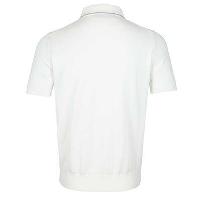 Canali Knitted 3 Button Polo Shirt in Off White