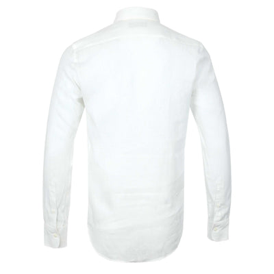 Canali Linen Shirt in White Back
