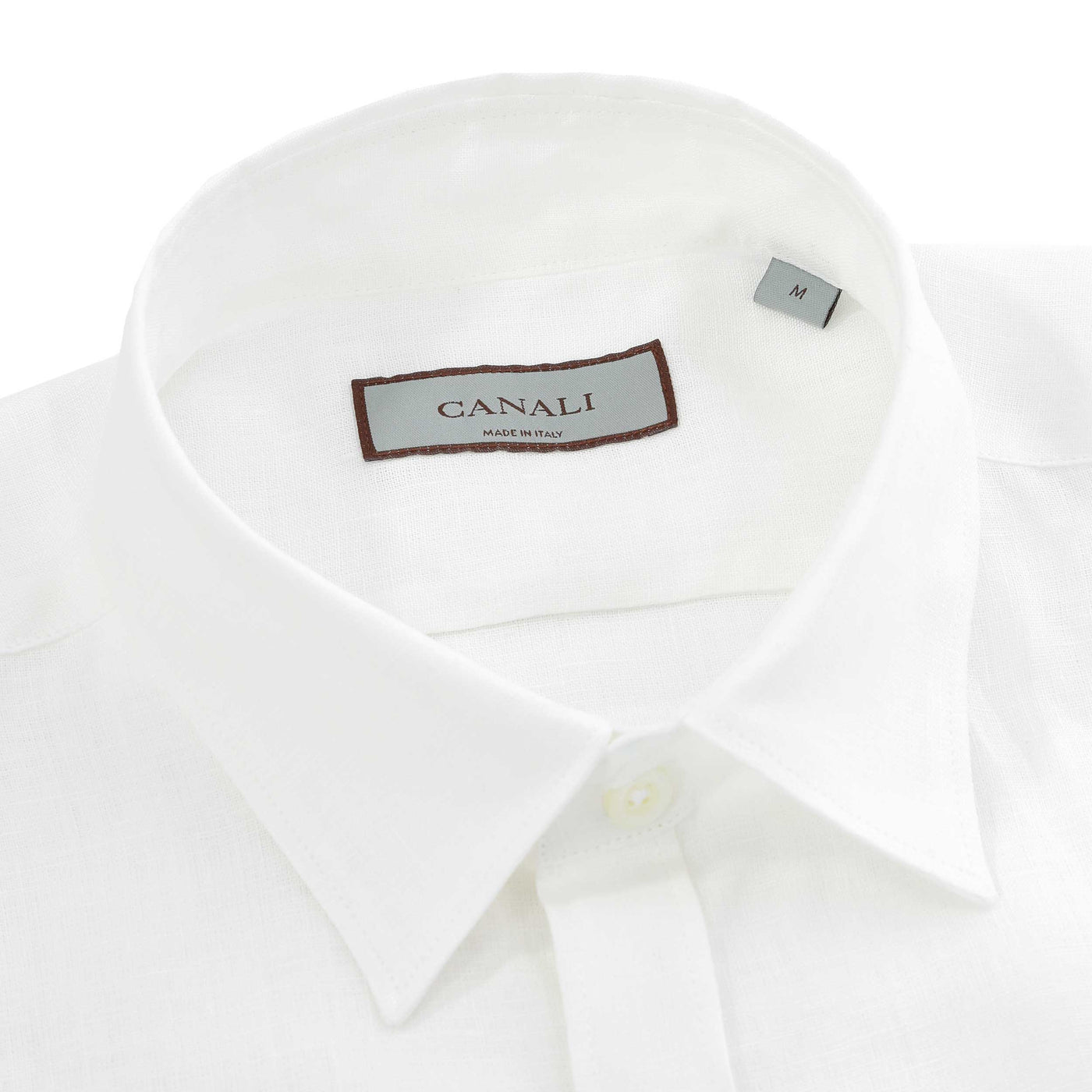 Canali Linen Shirt in White Collar