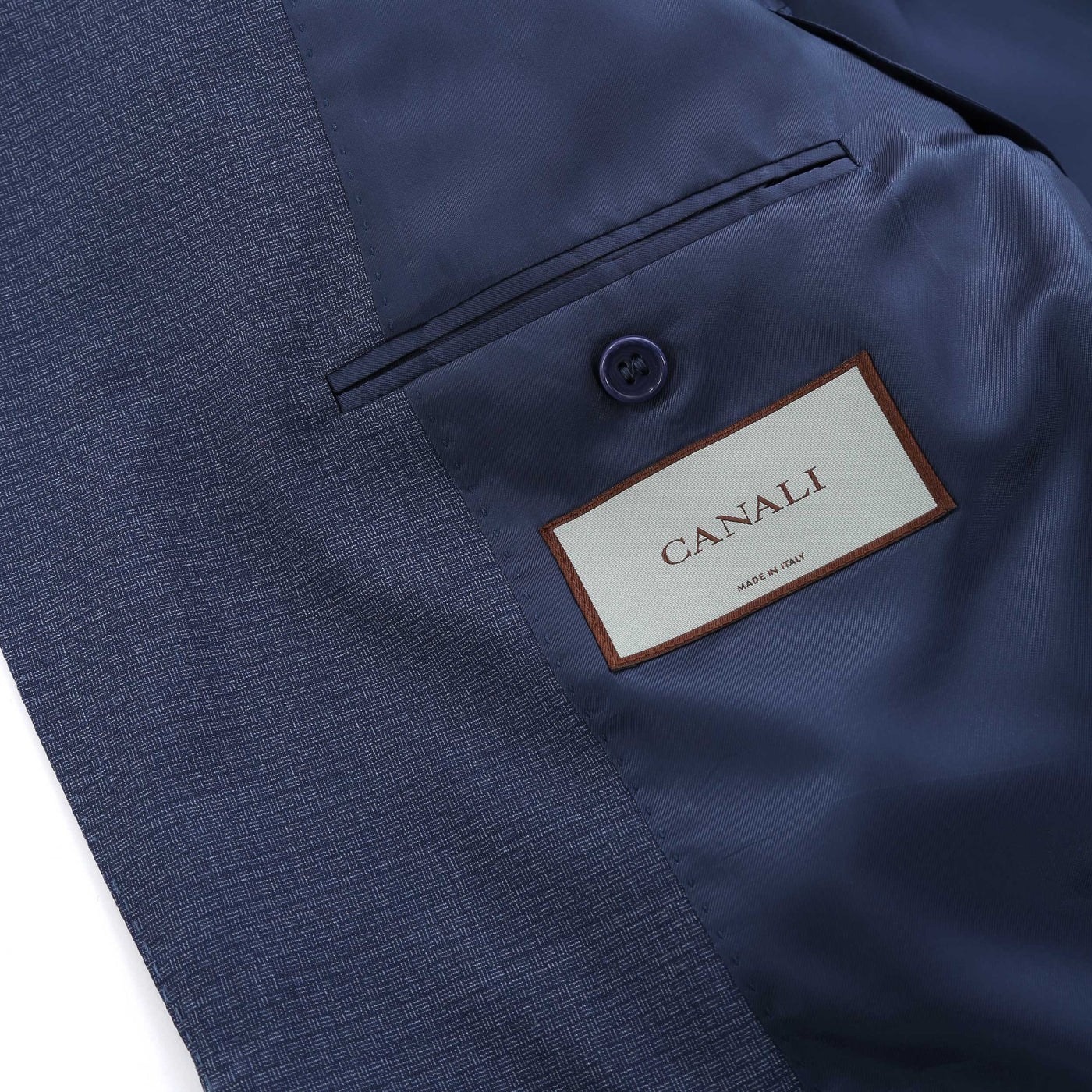 Canali Microweave Notch Lapel Suit in Airforce Blue Logo Tab