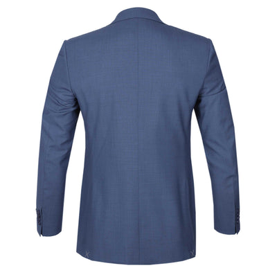 Canali Notch Lapel Milano Suit in Denim Blue Jacket Back