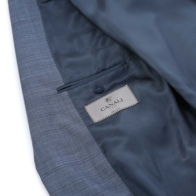 Canali Notch Lapel Milano Suit in Sky Blue Inside Detail
