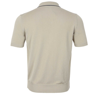 Canali Open Neck Knitted Polo in Beige Back