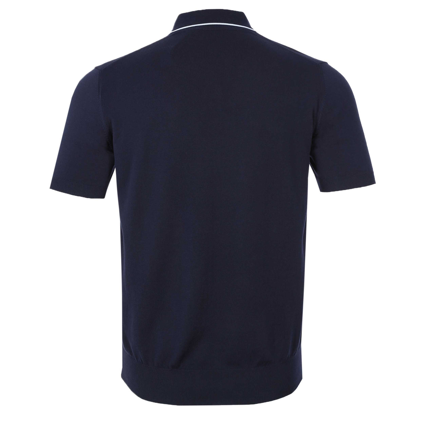 Canali Open Neck Knitted Polo in Navy Back