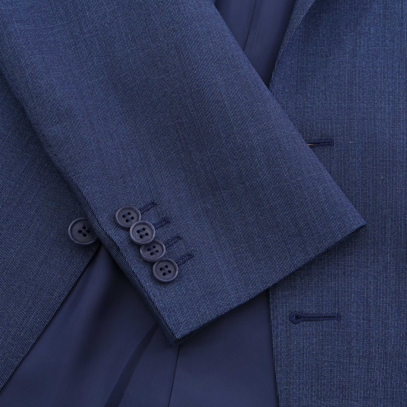 Canali Peak Lapel Stretch Suit in Denim Blue Cuff