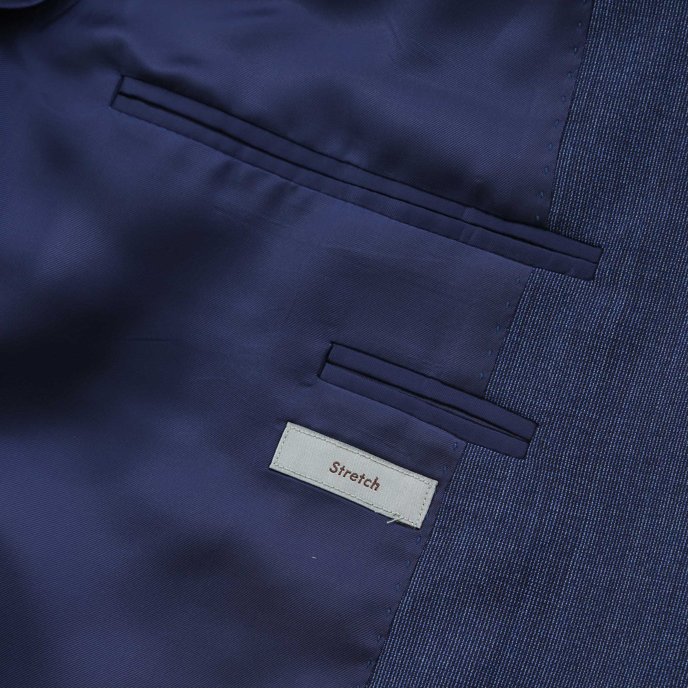 Canali Peak Lapel Stretch Suit in Denim Blue Details