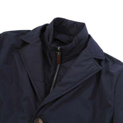 Canali Rain Coat in Navy Collar