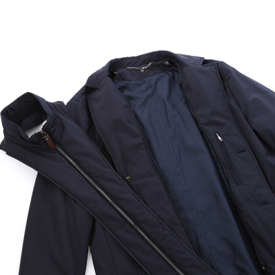 Canali Rain Coat in Navy Removable Bib