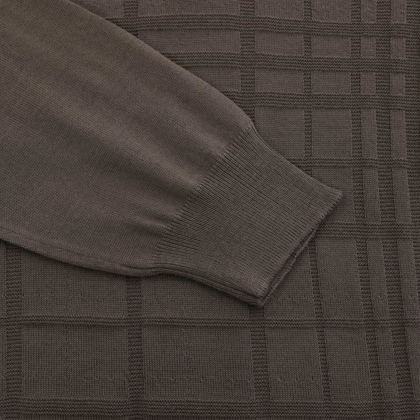 Canali Self Check Knitted Polo in Mushroom Brown Cuff