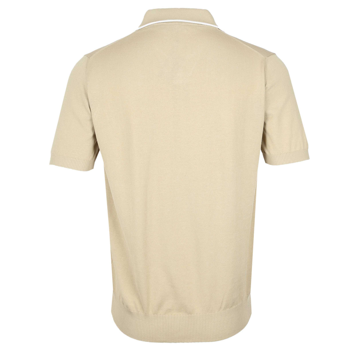 Canali Skipper Collar Knitted Polo in Beige Back