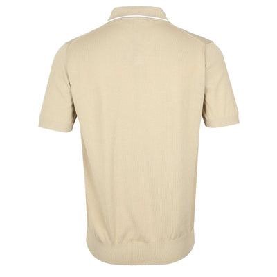Canali Skipper Collar Knitted Polo in Beige Back