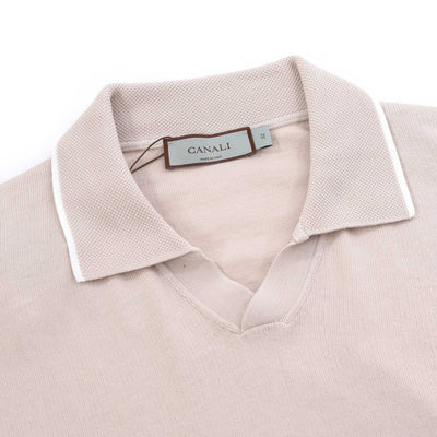 Canali Skipper Collar Knitted Polo in Pink