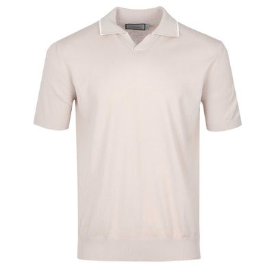 Canali Skipper Collar Knitted Polo in Pink