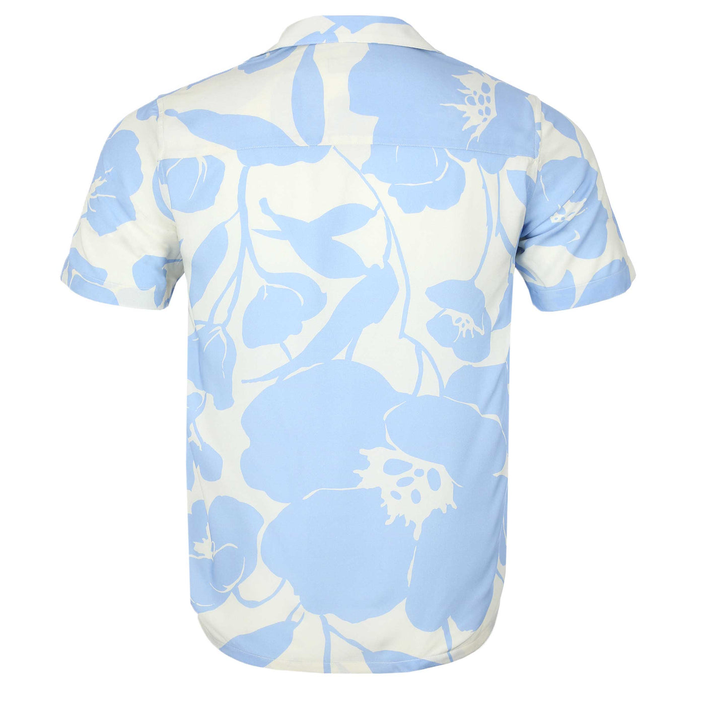 Canali Sky Blue Floral SS Shirt in Light Blue Floral Back