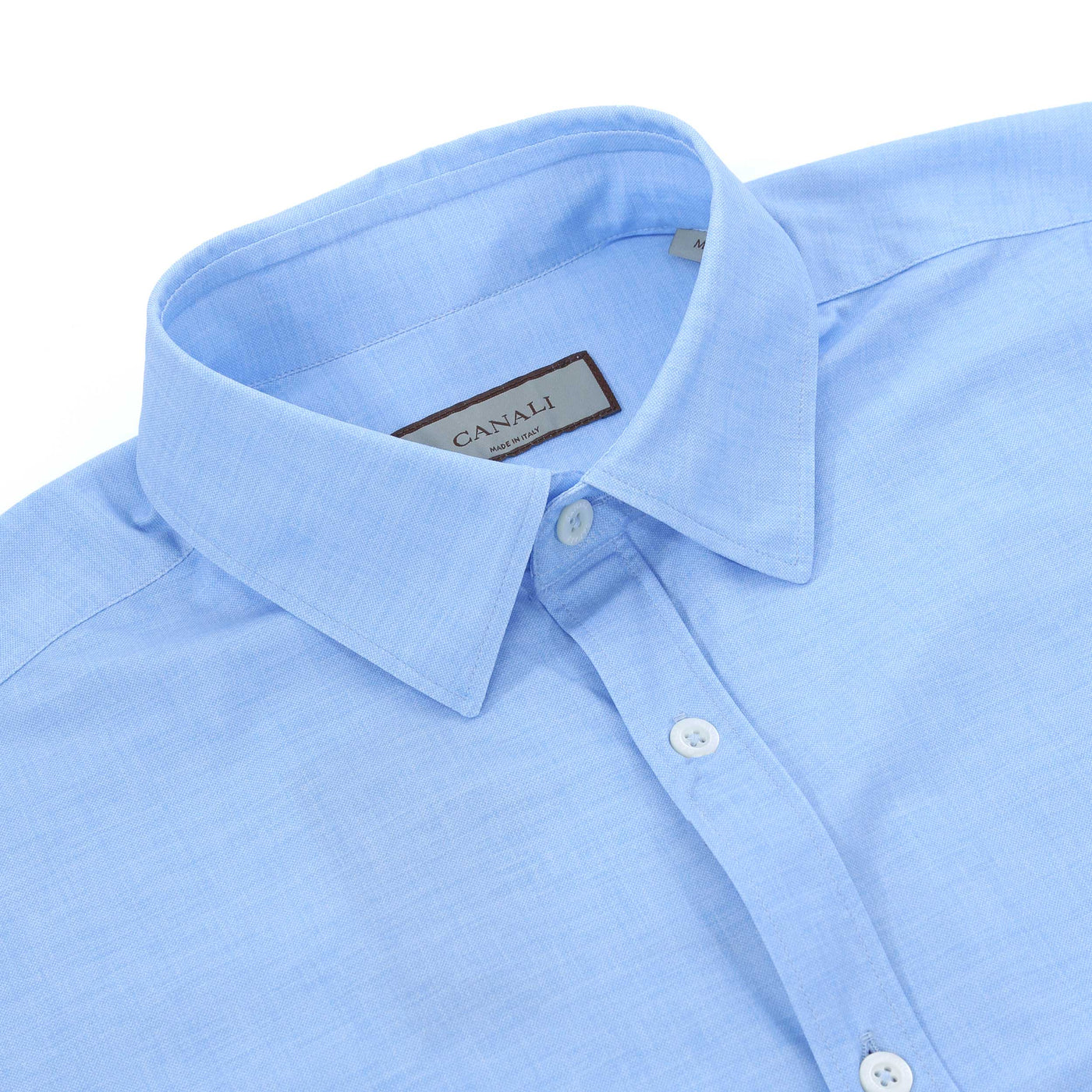 Canali Stretch Polymide Shirt in Sky Blue Collar