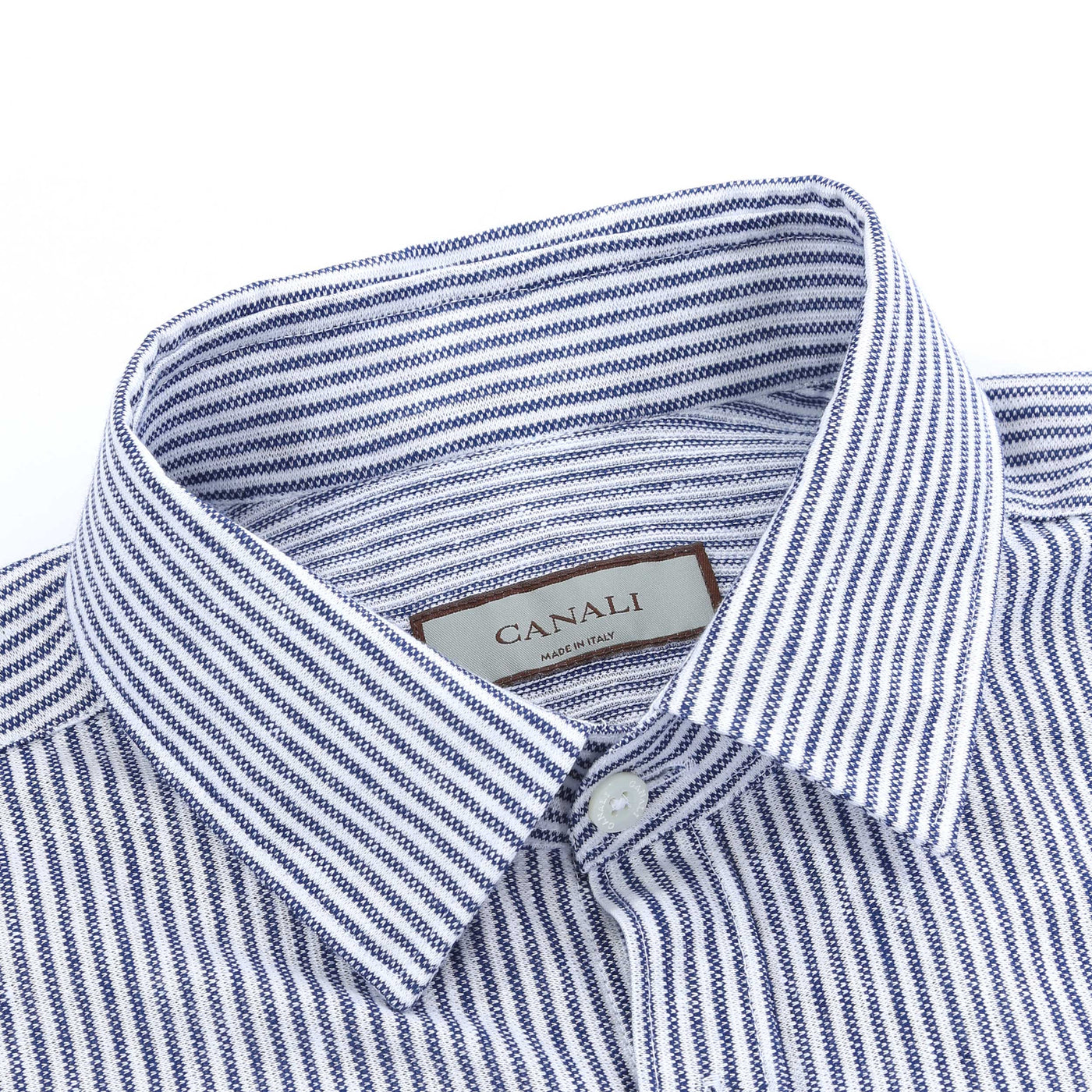 Canali Stripe Shirt in Blue Stripe Collar