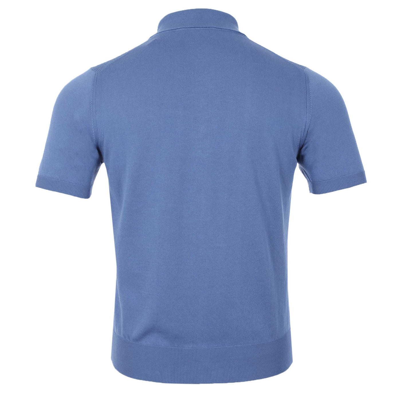 Canali Weave Front Knitted Polo in Light Blue Back