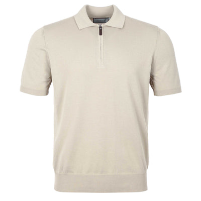 Canali Zip Polo Shirt in Beige