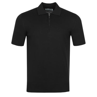 Canali Zip Polo Shirt in Black