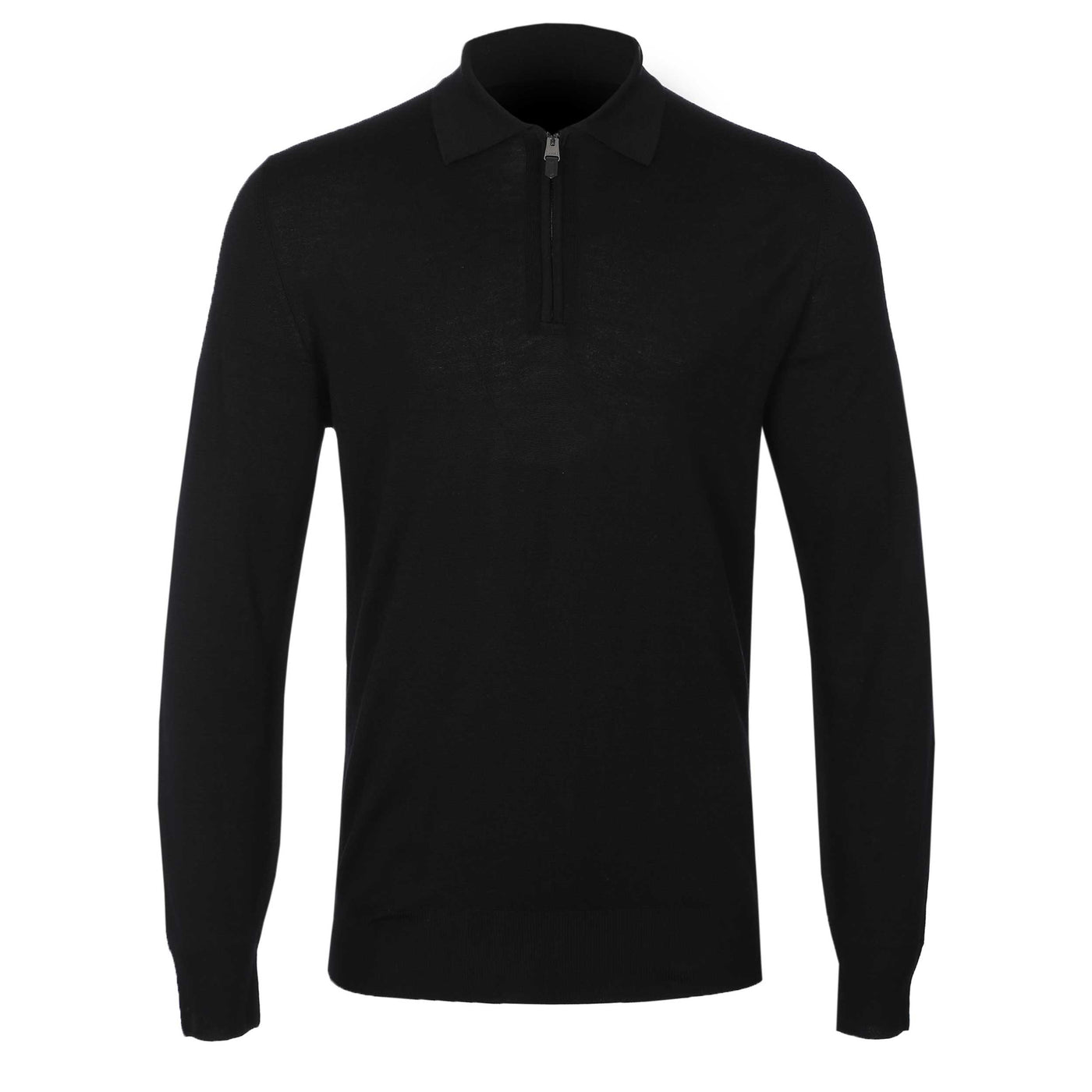 Canali Zip Polo Shirt in Black