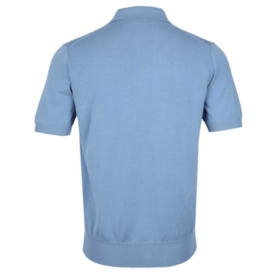 Canali Zip Polo Shirt in Light Blue Back