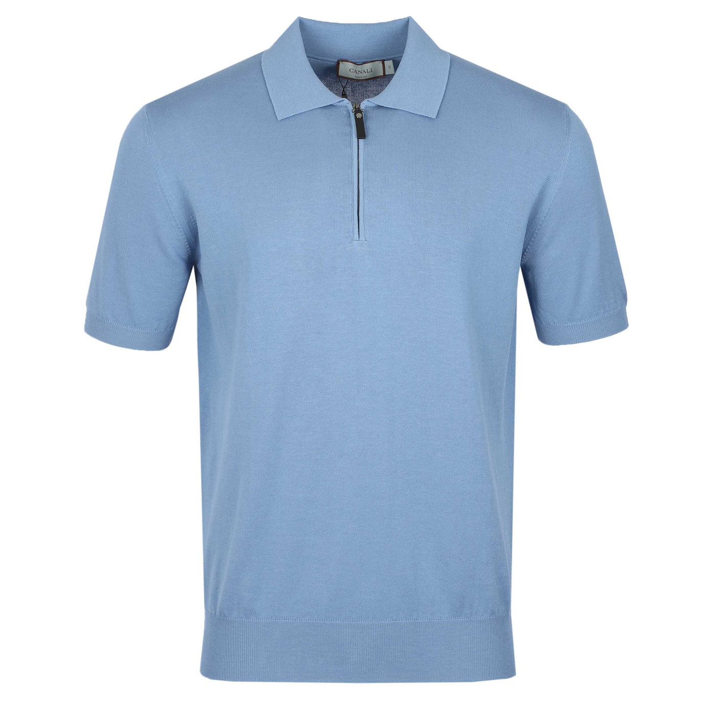 Canali Zip Polo Shirt in Light Blue