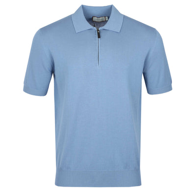 Canali Zip Polo Shirt in Light Blue