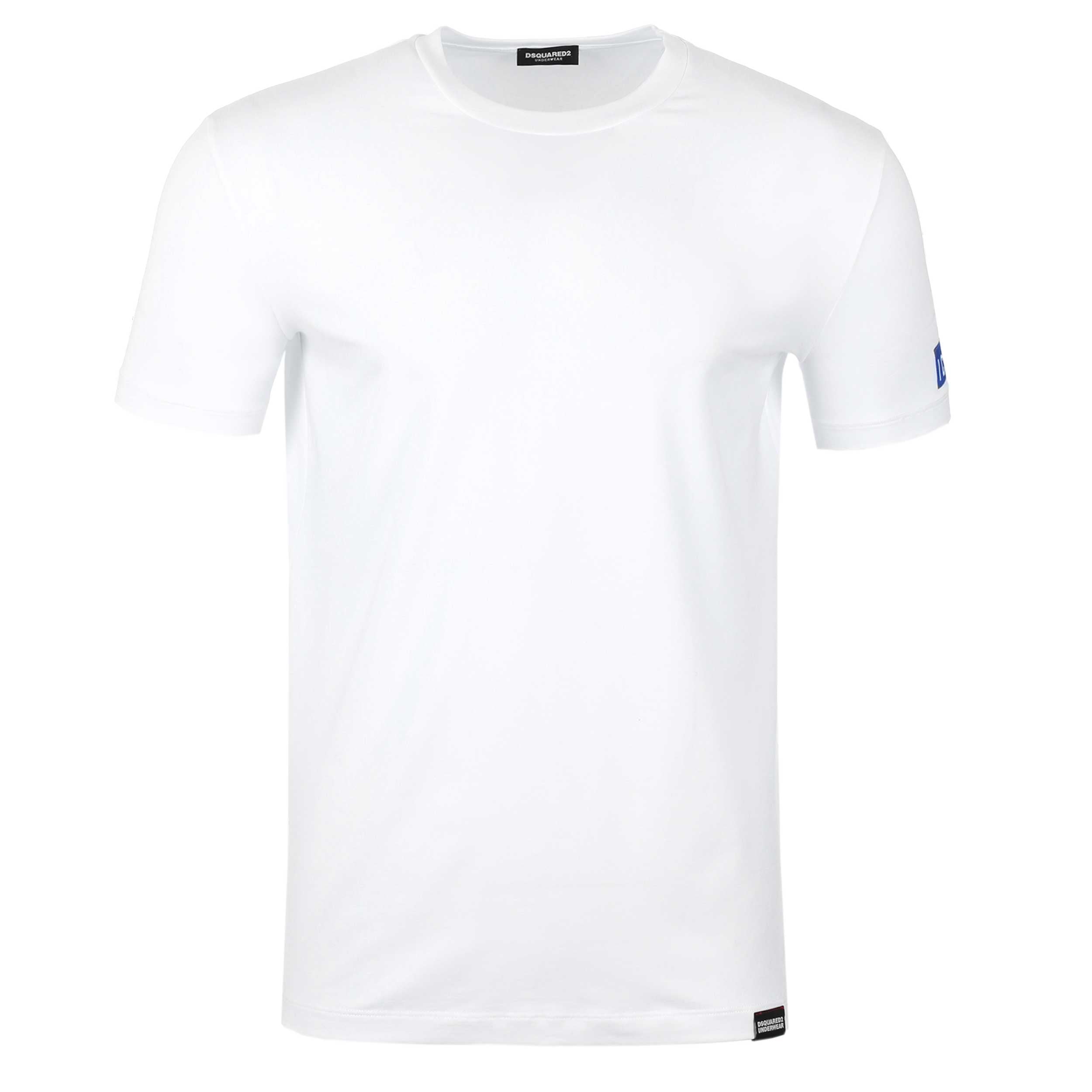 Dsquared2 Square Icon Label T Shirt in White Blue
