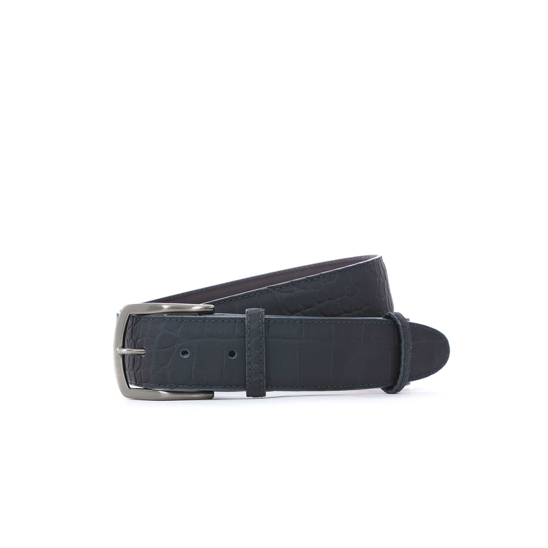 Elliot Rhodes Croc Print Belt in Midnight Oil I Elliot Rhodes
