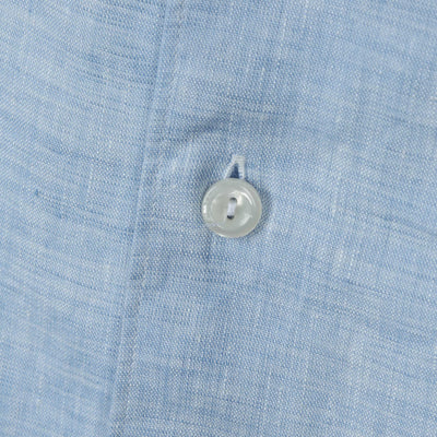 Eton Linen Shirt in Sky Blue Button