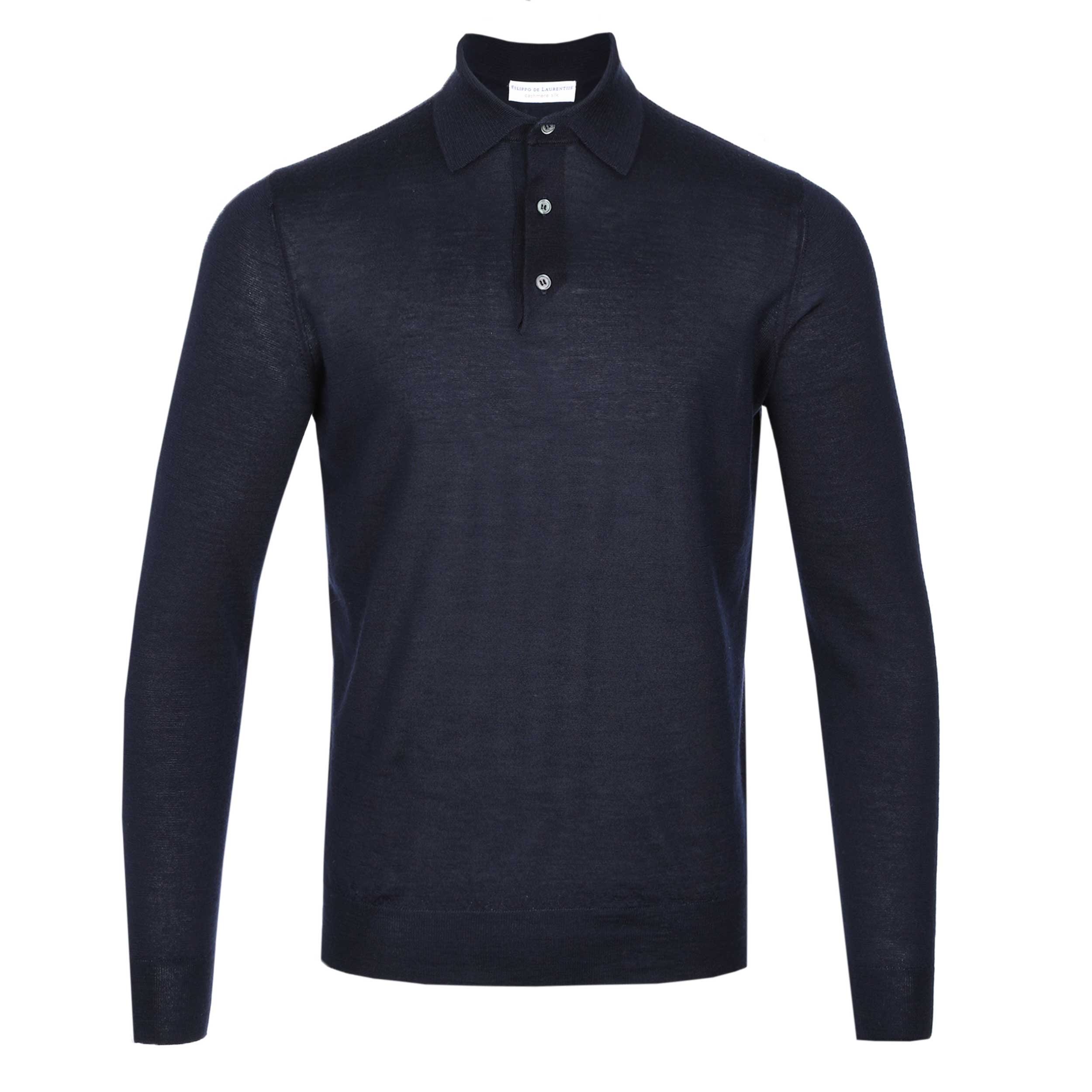Filippo De Laurentiis 3 Button Polo Knitwear in Navy