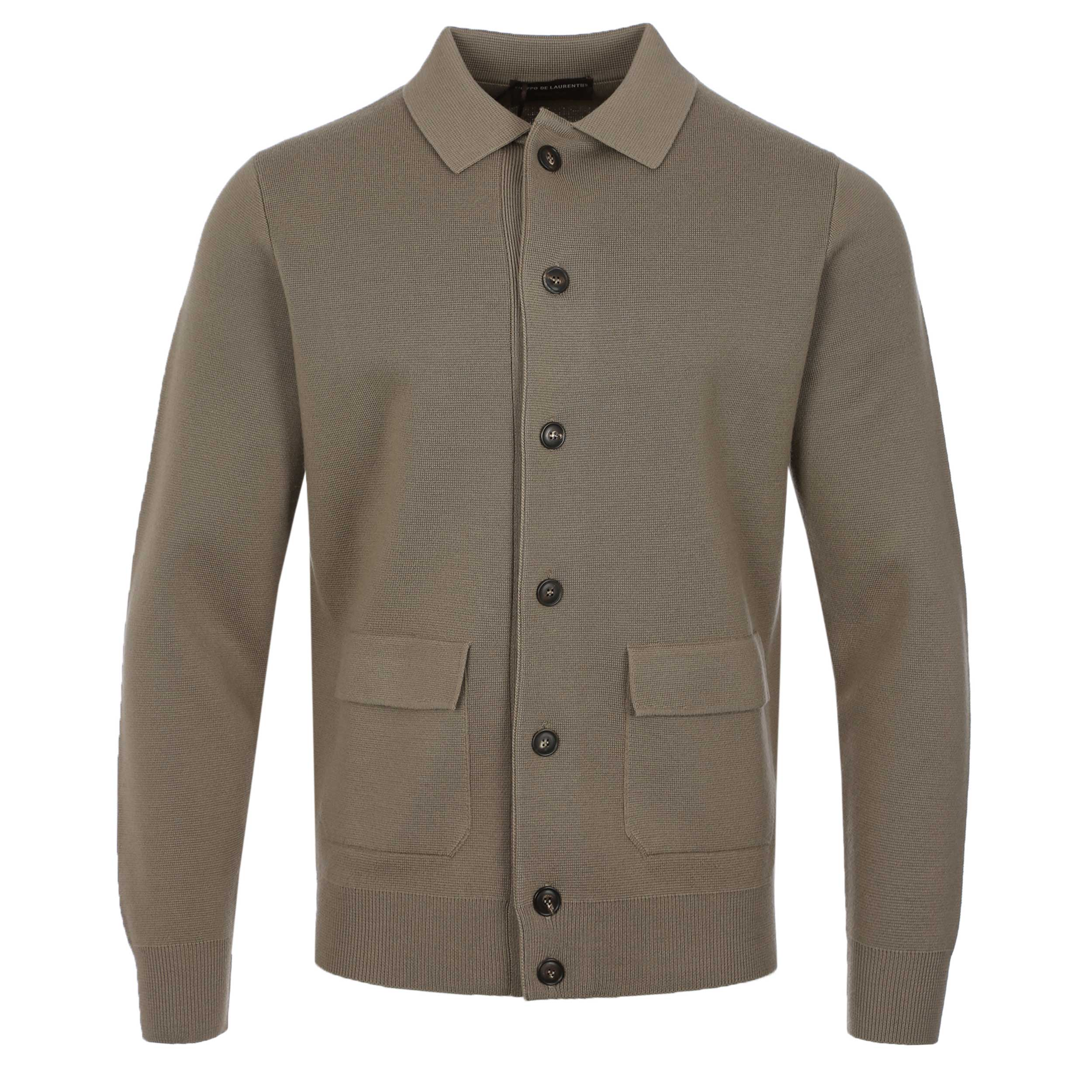 Filippo De Laurentiis Merino Button Thru Cardigan in Putty