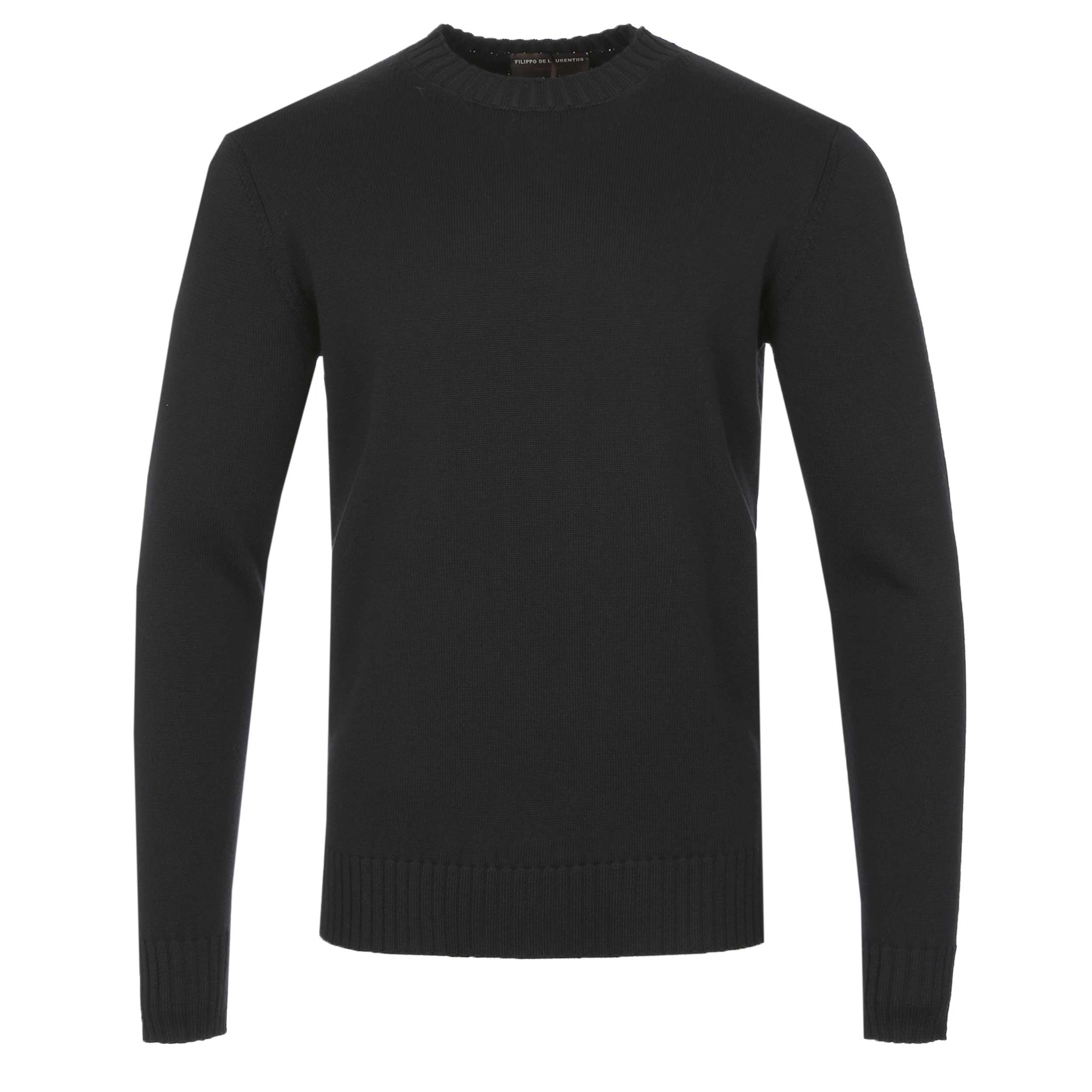 Filippo De Laurentiis Merino Crew Neck Knitwear in Black