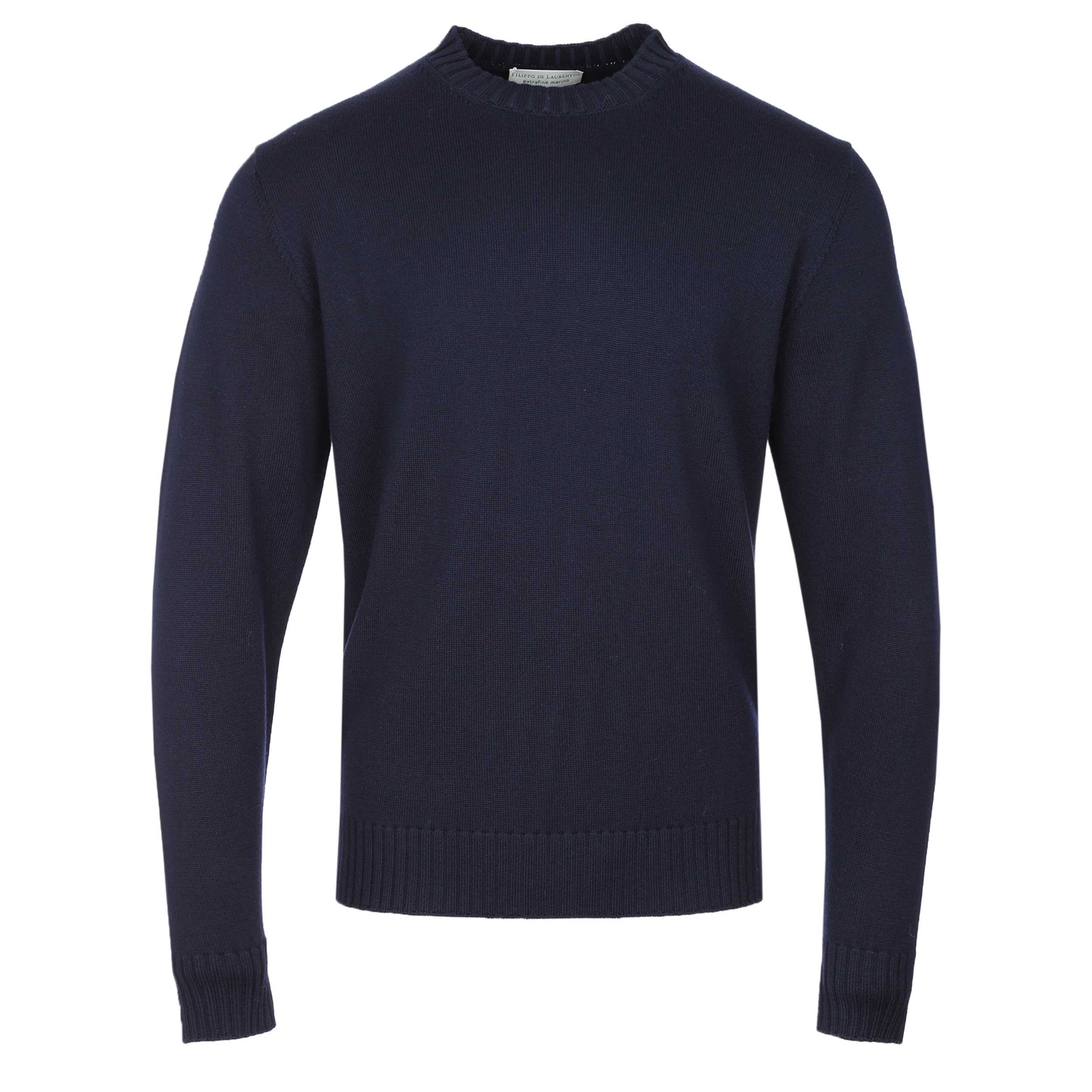 Filippo De Laurentiis Merino Crew Neck Knitwear in Navy