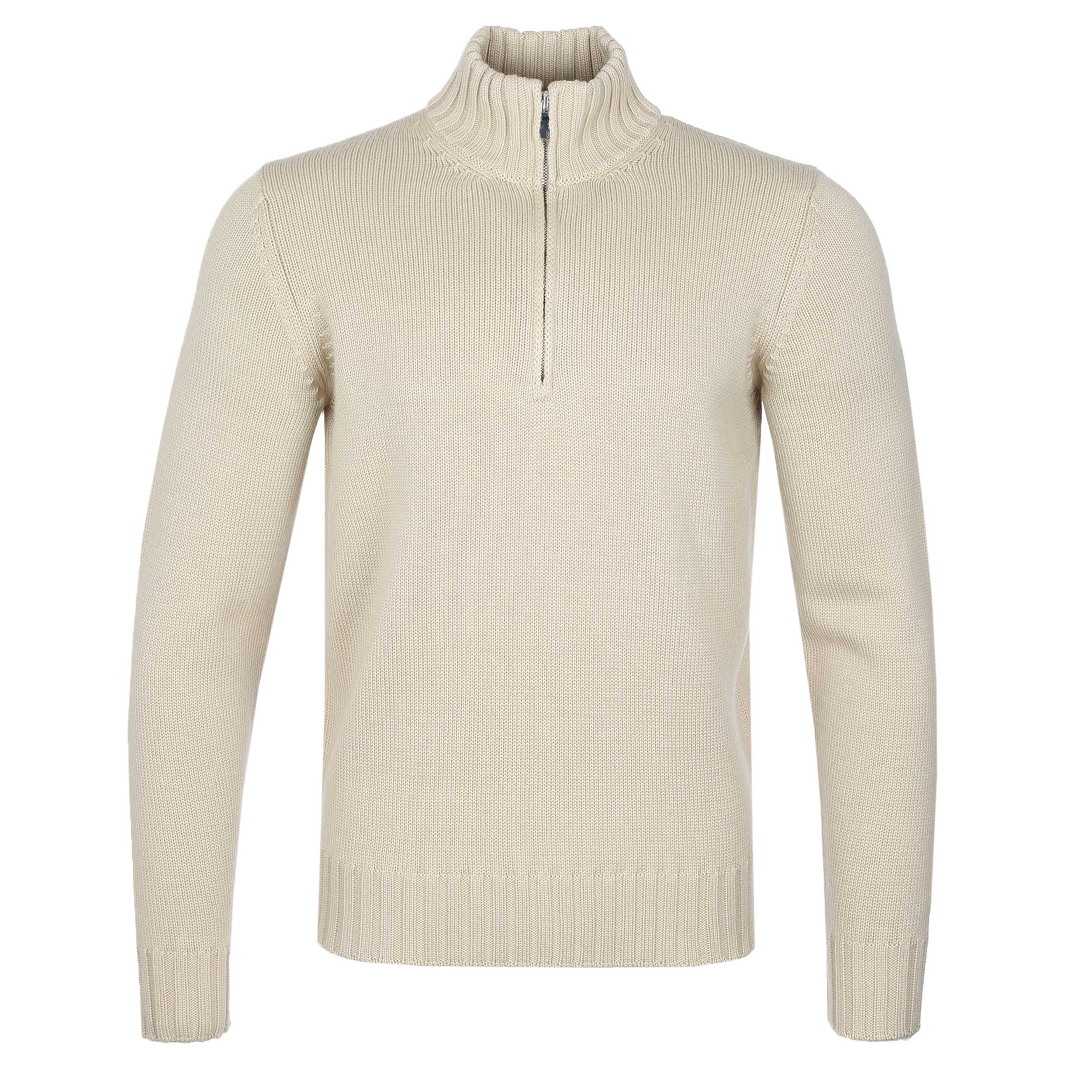 Filippo De Laurentiis Merino Quarter Zip Knitwear in Beige