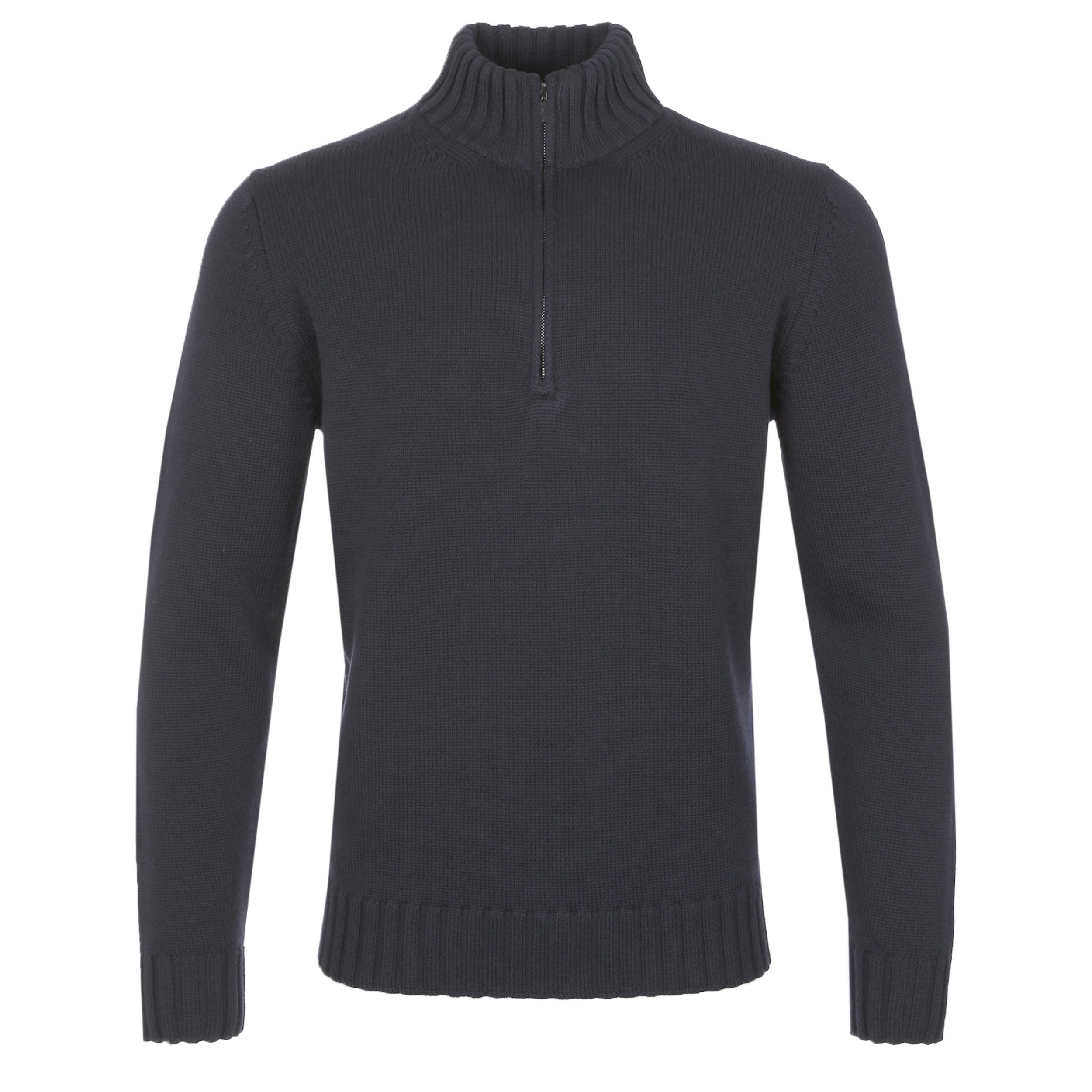 Filippo De Laurentiis Merino Quarter Zip Knitwear in Gunmetal