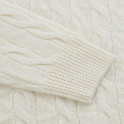 Gran Sasso 3 Button Cable Knitwear in Winter White Cuff