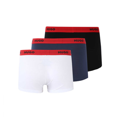 HUGO Trunk Triplet Pack Underwear in Black, White & Navy Back