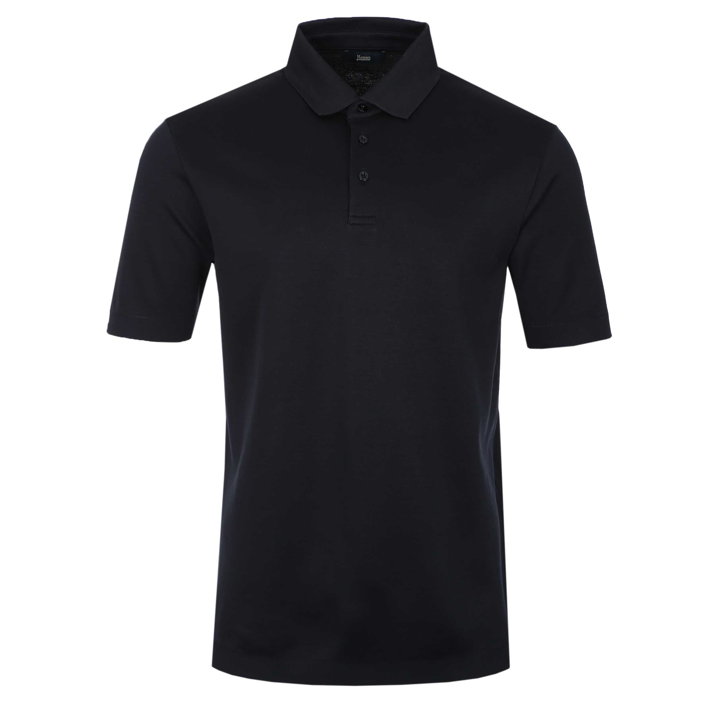 Herno 3 Button Stretch Polo Shirt in Navy