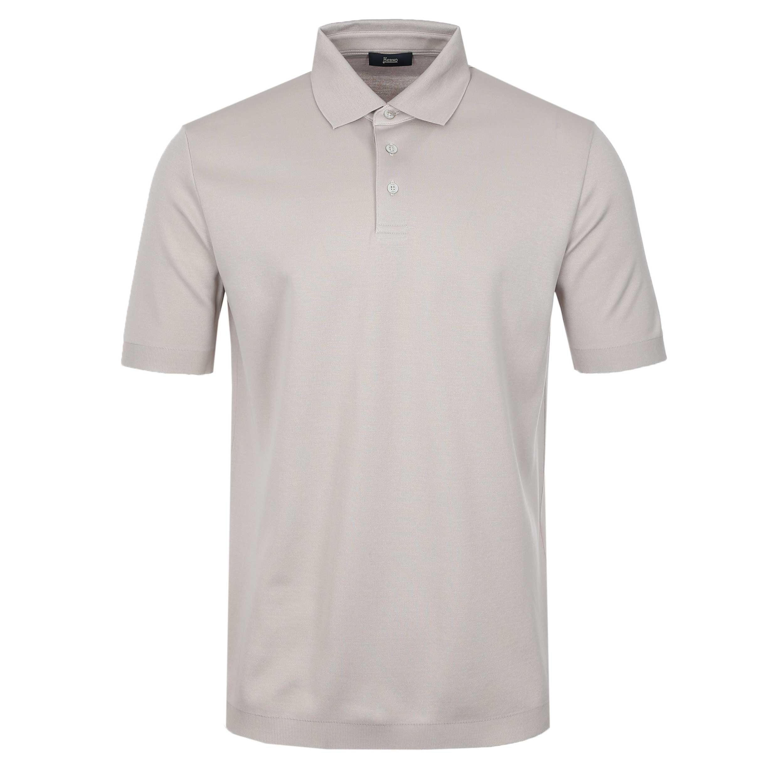 Herno 3 Button Stretch Polo Shirt in Taupe
