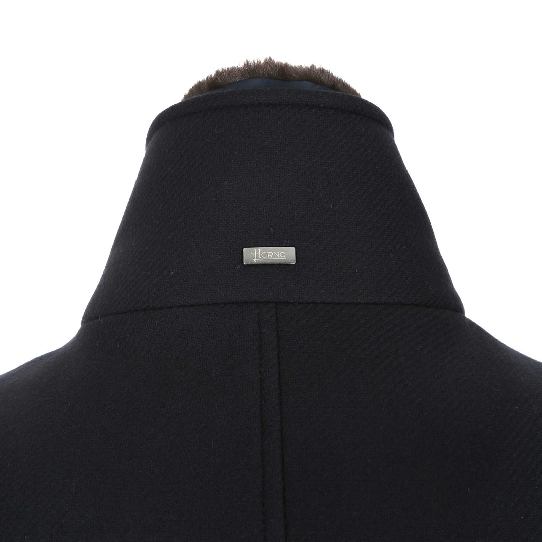 Herno Cappotto Con Collo Ecopelliccia Jacket in Anthracite