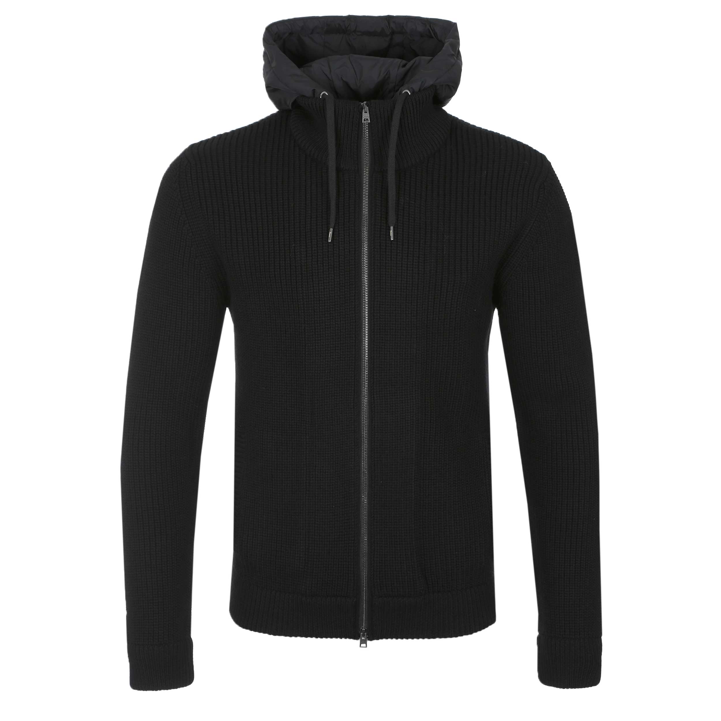 Herno Hybrid Hooded Cardigan in Black