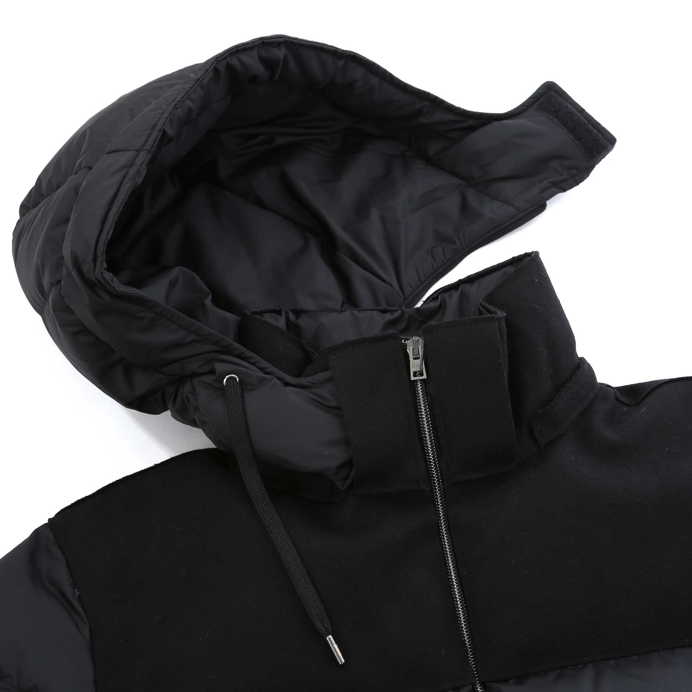 Herno Piumino Medio Mixato Jacket in Black Hood Detached 
