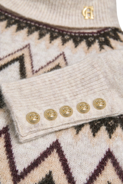 Holland Cooper Alice Roll Neck Knit in Barley Cuff