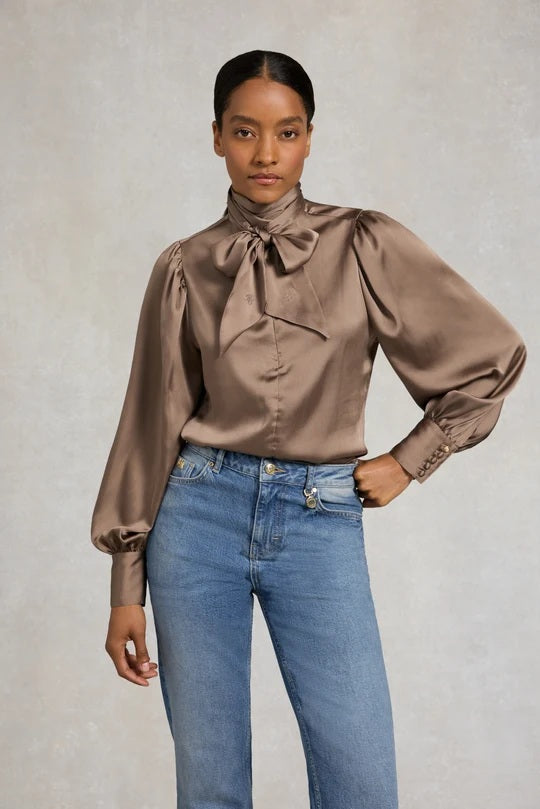 Holland Cooper Ariella Blouse in Truffle